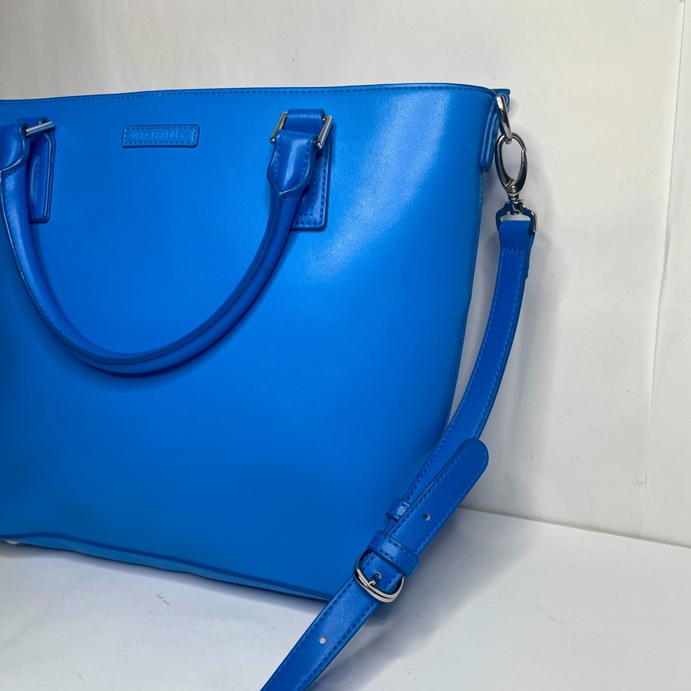 Vera Bradley Coastal Blue Leather Composition Satchel Crossbody & Shoulder Bag - Picture 4 of 14